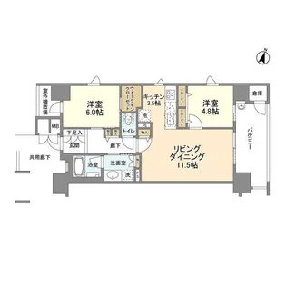 福岡県福岡市中央区港2丁目【マンション】の間取り