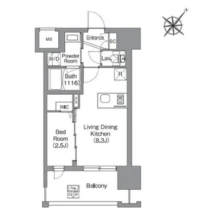 福岡県福岡市中央区清川2丁目【マンション】の間取り