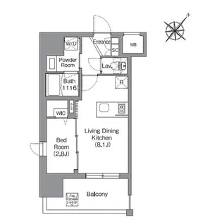 福岡県福岡市中央区清川2丁目【マンション】の間取り