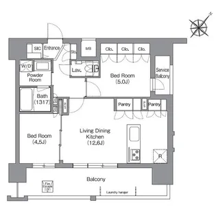 福岡県福岡市中央区清川2丁目【マンション】の間取り