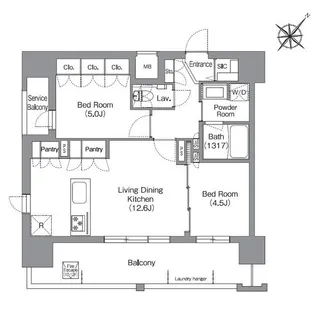 福岡県福岡市中央区清川2丁目【マンション】の間取り