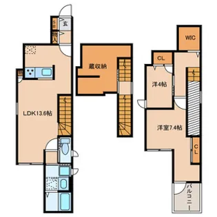 福岡県福岡市南区南大橋1丁目【テラスハウス】の間取り