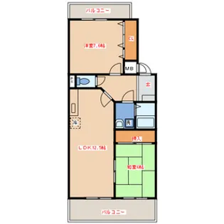 福岡県福岡市西区野方2丁目【マンション】の間取り