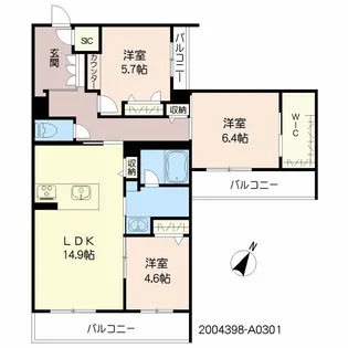 福岡県福岡市博多区井相田3丁目【マンション】の間取り