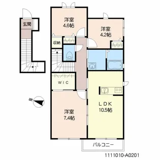 福岡県福岡市東区多々良1丁目【アパート】の間取り