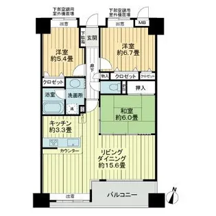 福岡県福岡市城南区鳥飼4丁目【マンション】の間取り