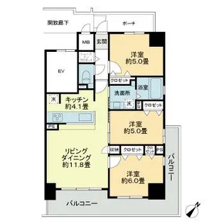 福岡県福岡市博多区比恵町【マンション】の間取り
