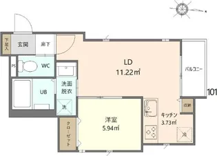 シャルマン今宿【101号室】の間取り