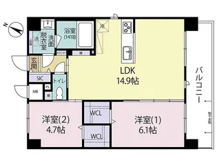Arista箱崎【8階】の間取り