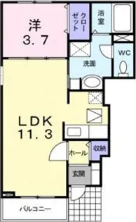 デスパシオ四王寺【101号室】の間取り