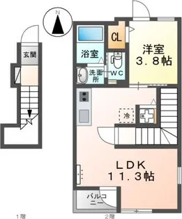 Zephyr Takatori(ゼファー タカトリ)【2階】の間取り