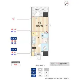 パグーロ西新南【607号室】の間取り