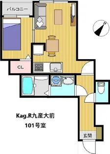 kag.R九産大前【101号室】の間取り