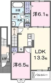 ヴィラ・ソレイユ Ⅱ【2階】の間取り