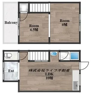 大阪府東大阪市松原2丁目【テラスハウス】の間取り