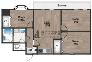 Lakia Maison瓢箪山【3階】の間取り