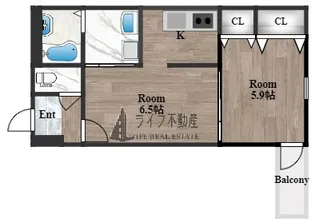 フジパレス河内花園Ⅱ番館【3階】の間取り