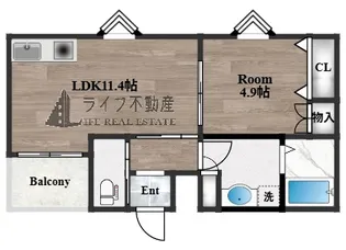 1LDKの間取り画像