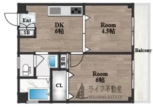 2DKの間取り画像