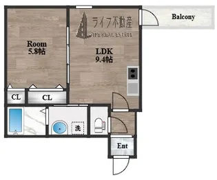 フジパレス瓜生堂Ⅴ【1階】の間取り