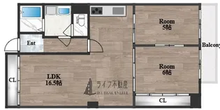 アクロシャトー俊徳道【7階】の間取り