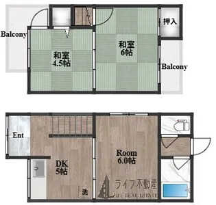 大阪府東大阪市花園東町1丁目【テラスハウス】の間取り
