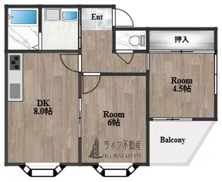 カメリア俊徳道【1階】の間取り