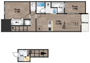 コート・ド・ボーヌ深江南南棟【307号室】の間取り
