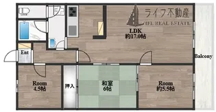 朝日プラザ生駒西2番館C棟【2階】の間取り