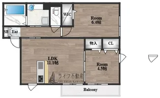 アルページュ喜里川【2階】の間取り