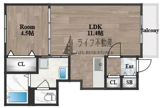 アートン・若江西【1階】の間取り