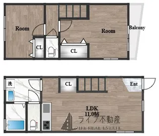 大阪府東大阪市大蓮東5丁目【テラスハウス】の間取り