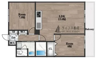 ハイツ森ノ宮【2階】の間取り
