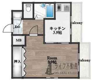 コーニッシュ長瀬【5階】の間取り