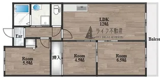 アンドユーイワキ・東大阪【6階】の間取り