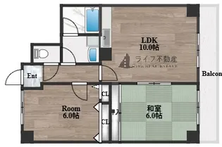 パークサイドシャトー【6階】の間取り