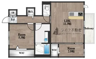 アドラブール瓜生堂【1階】の間取り