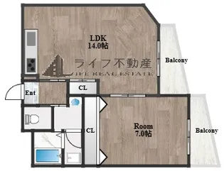 アーク八戸ノ里【5階】の間取り