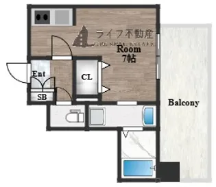 ドゥーエ森ノ宮【6階】の間取り