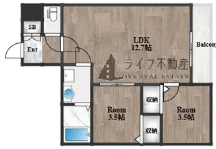 Tio瓢箪山【3階】の間取り