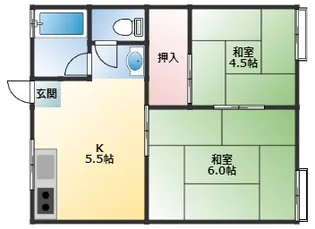 旭ヶ丘ハイツ【2階】の間取り