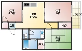 舟戸ハイツ 北棟【1階】の間取り