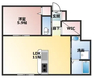 1LDKの間取り画像