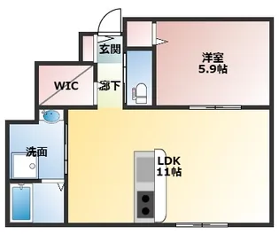 1LDKの間取り画像
