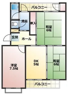 三室山コープタウン6号棟【3階】の間取り