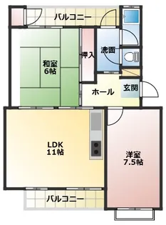 三室山コープタウン7号棟【1階】の間取り