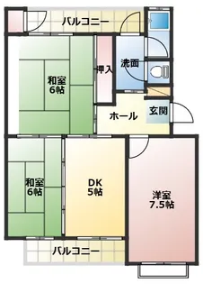 三室山コープタウン7号棟【3階】の間取り