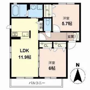 グレース初芝【201号室】の間取り