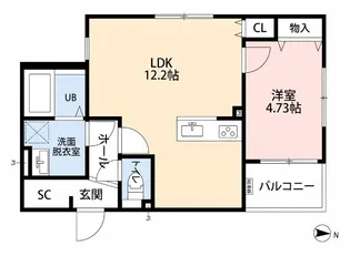 Blanc北野田【303号室】の間取り