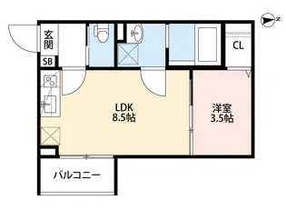 Oence 御崎(オーエンスミサキ)【3階】の間取り